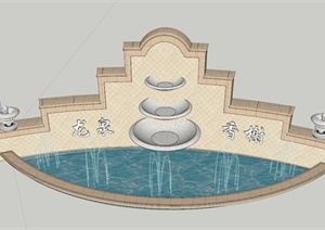 欧式水晶标志墙设计SU(草图大师)模型