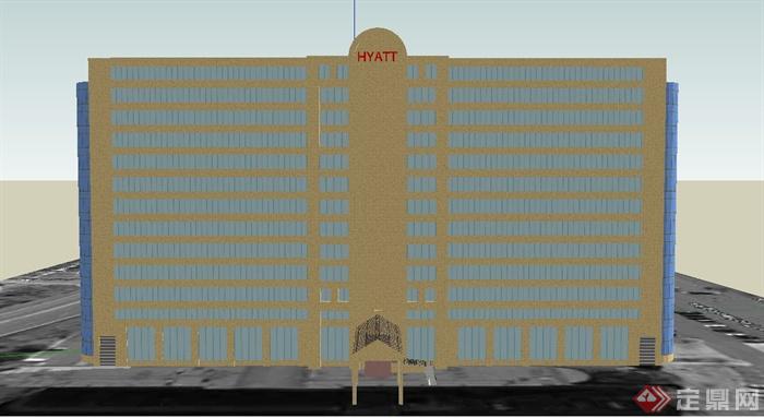 某高层联排凯悦酒店建筑设计SU模型(3)