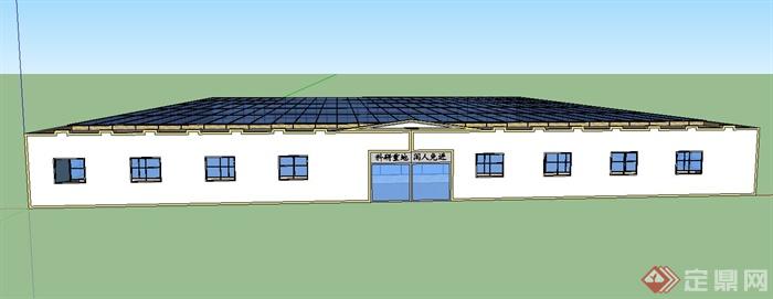 现代某单层科研温室暖房建筑设计SU模型(1)