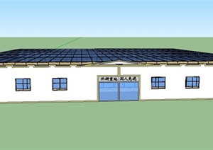 现代某单层科研温室暖房建筑设计SU(草图大师)模型