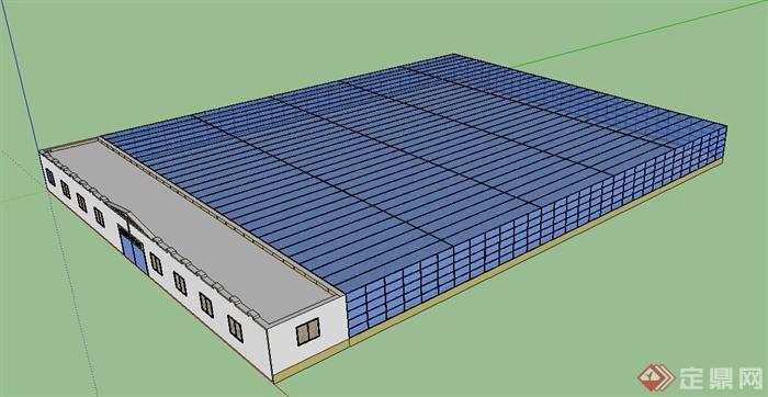 现代某单层科研温室暖房建筑设计SU模型(2)