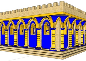 阿拉伯风格寺庙建筑设计SU(草图大师)模型