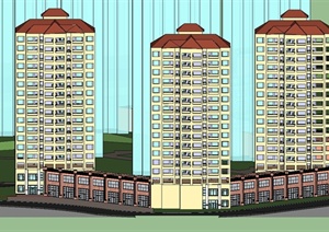 现代某住宅小区楼层与建筑规划设计SU(草图大师)模型