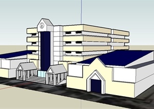 现代风格教会教堂建筑设计SU(草图大师)模型