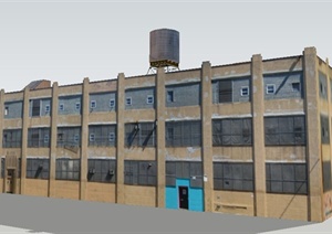 某三层工业厂房建筑设计SU(草图大师)模型