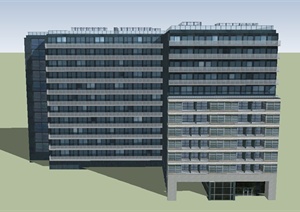 现代某高层联排综合办公建筑设计SU(草图大师)模型