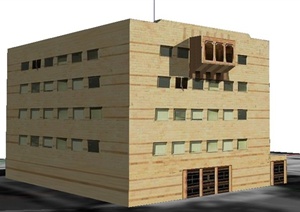 现代风格五层新闻办公楼建筑设计SU(草图大师)模型
