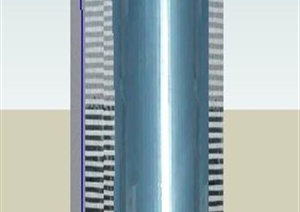 一栋现代高层办公大厦建筑设计SU(草图大师)模型