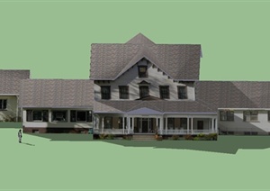 某欧式风格乡村综合住宅建筑设计SU(草图大师)模型