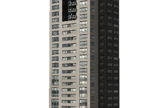 独栋高层商住建筑设计SU(草图大师)模型