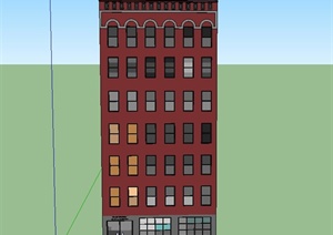 某七层条形住宅建筑设计SU(草图大师)模型