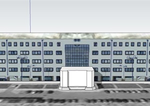 某五层联排四合式办公建筑设计SU(草图大师)模型
