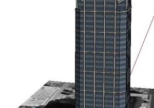 现代铅笔状高层商务楼建筑设计SU(草图大师)模型