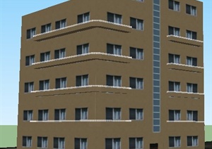 现代简约六层办公用房建筑设计SU(草图大师)模型