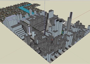 城市建筑规划设计SU(草图大师)简洁模型