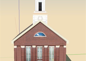 某方形单层基督教堂建筑设计SU(草图大师)模型