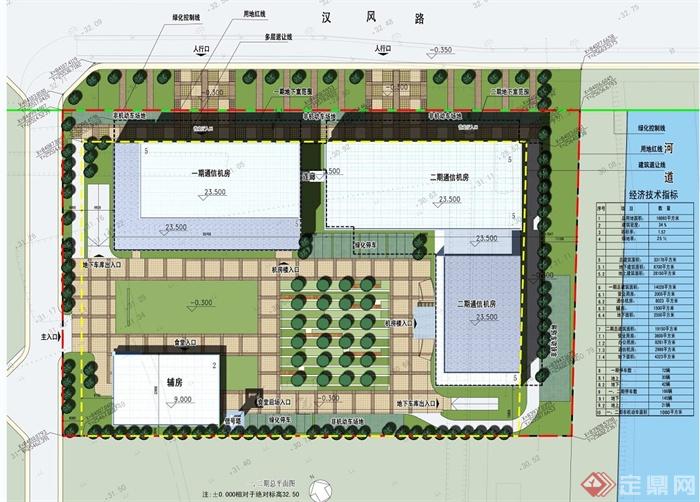 某市移动通信办公楼建筑设计（cad+效果图）(2)