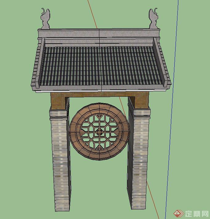 古典中式门廊小品设计SU模型(1)