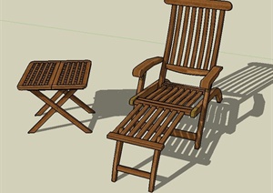 某室外木质桌椅设计SU(草图大师)模型