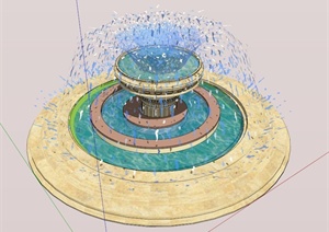 喷泉台设计SU(草图大师)模型