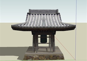古典中式钟塔建筑设计SU(草图大师)模型