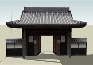 古典中式住宅入口大门设计SU(草图大师)模型