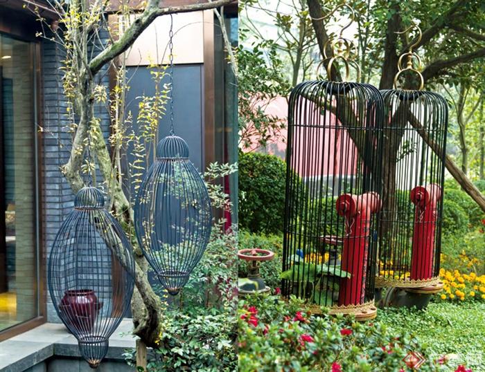 鸟笼,消防栓,庭院景观