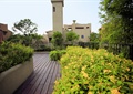 屋顶花园,花卉植物,木板铺装,矮墙,庭院栏杆