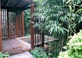 庭院景观,木廊架,木地板,景观水池,竹子