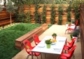 餐桌椅,围墙,植物墙,草坪,微地形草坪,坐凳