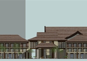 东南亚多层度假酒店建筑设计SU(草图大师)模型