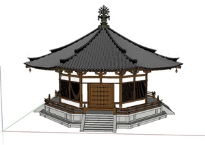 古典中式八角宝塔建筑设计SU(草图大师)模型