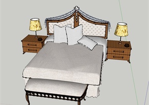 欧式卧室床设计SU(草图大师)模型