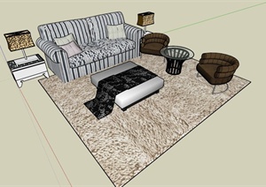 现代简约沙发组合设计SU(草图大师)模型